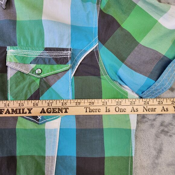 BKE Shirt Mens XL Pearl Snap Buttons Cowboy Western Thick Stitch Plaid Country - Picture 8 of 9